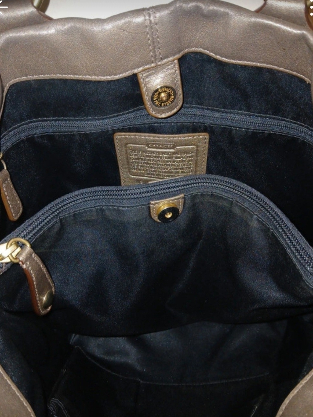 Coach Metallic Gray-Bronze Shoulder Tote with Matching Wristlet - Picture 4 of 5